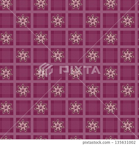 Geometric Floral Tile Grid Pattern 135631002