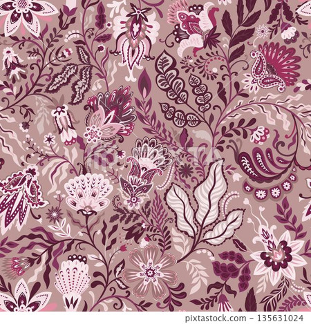 Romantic Folk Floral Paisley Pattern Romantic Folk Floral Paisley Pattern 135631024