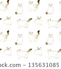 Bicolor Ragdoll Seamless Pattern - Animal and Pet Hand-Drawn Watercolor Illustration Background Material 135631085