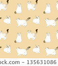 Bicolor Ragdoll Seamless Pattern - Animal and Pet Hand-Drawn Watercolor Illustration Background Material 135631086