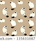 Seamless pattern of long-haired cats in point colors. Hand-drawn watercolor illustration background material for animals and pets. 135631087