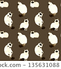 Seamless pattern of long-haired cats in point colors. Hand-drawn watercolor illustration background material for animals and pets. 135631088