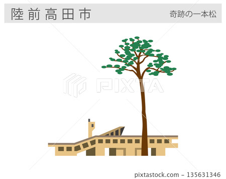 岩手縣陸前高田市旅遊景點插圖：奇蹟松樹（重建的象徵） 135631346
