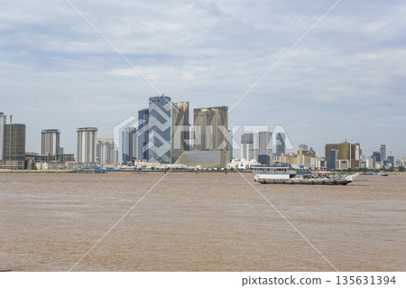 Phnom Penh cityscape seen from the Mekong River Phnom Penh cityscape seen from the Mekong River 135631394