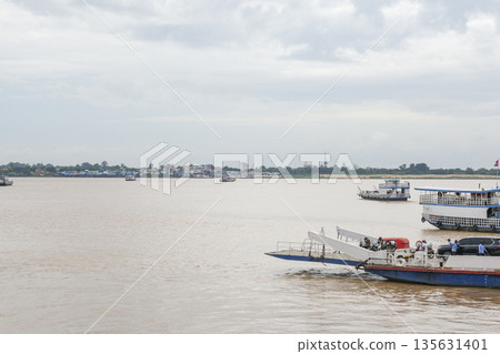 Phnom Penh ferry terminal across the Mekong River Phnom Penh ferry terminal across the Mekong River 135631401