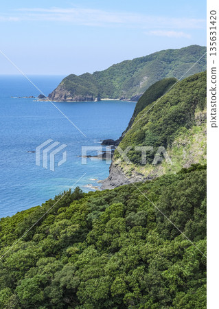 從下越島鹿島交流公園眺望陡峭的海岸線 135631420