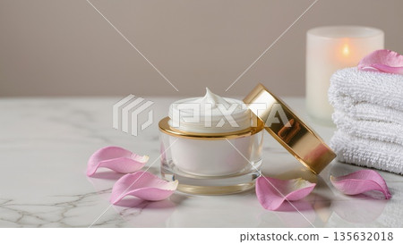 Moisturizing beauty face cream for sensitive skin, luxury spa. Moisturizing beauty face cream for sensitive skin, luxury spa. 135632018