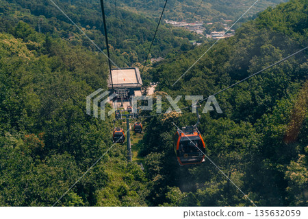 Beijing, China - 3 may 2025 funicular on The Great Wall at Mutianyu Beijing, China - 3 may 2025 funicular on The Great Wall at Mutianyu 135632059