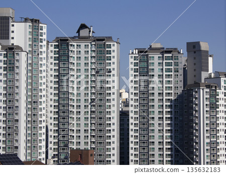 This is a cityscape of Seoul with apartments. This is a cityscape of Seoul with apartments. 135632183