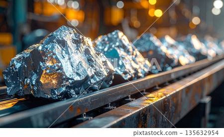 傳送帶上運輸的稀土礦石：資源供應與生產線 135632954