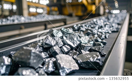 傳送帶上運輸的稀土礦石：資源供應與生產線 135632955