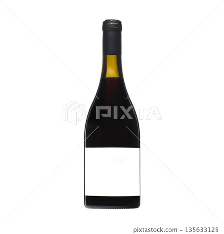 A bottle of wine is sitting on a white background 135633125