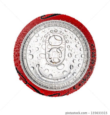 A can of soda with a red top and a silver bottom A can of soda with a red top and a silver bottom 135633315