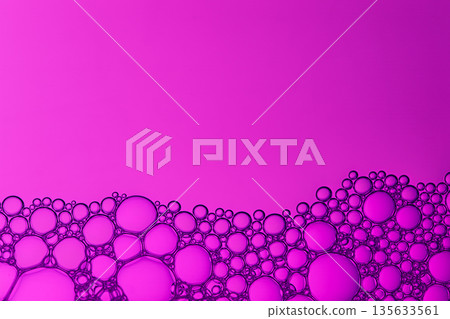 A pink background with a purple line of bubbles A pink background with a purple line of bubbles 135633561