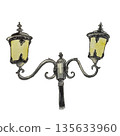 vintage street lamp isolated on white background 135633960