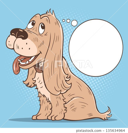 Cute cartoon dog with speech bubble banner Cute cartoon dog with speech bubble banner 135634964