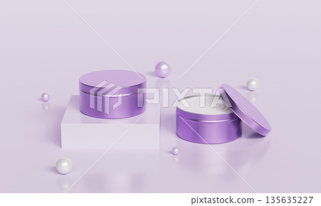 Metallic Purple Cream Bottle Container Mock up. 3D Rendering. 135635227