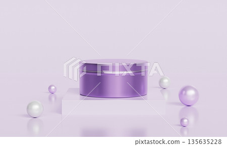 Metallic Purple Cream Bottle Container Mock up. 3D Rendering. Metallic Purple Cream Bottle Container Mock up. 3D Rendering. 135635228