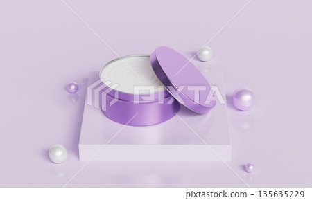 Metallic Purple Cream Bottle Container Mock up. 3D Rendering. Metallic Purple Cream Bottle Container Mock up. 3D Rendering. 135635229