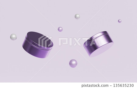 Metallic Purple Cream Bottle Container Mock up. 3D Rendering. 135635230