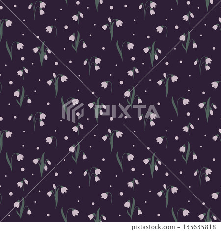 seamless pattern with snowdrop flowers 135635818