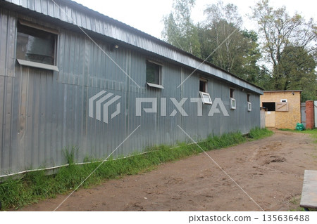 Modern stables exterior view. horse. Modern stables exterior view. horse. 135636488