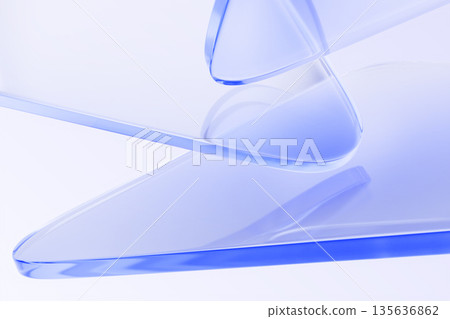 Blue glass 3d background with floating transparent triangles overlapping. Render light crystal surfaces with reflection. Abstract bg for technology presentation. Modern wallpaper. 3D illustration Blue glass 3d background with floating transparent triangles overlapping. Render light crystal surfaces with reflection. Abstract bg for technology presentation. Modern wallpaper. 3D illustration 135636862