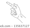 Simple pointing hand line drawing vector icon material 135637127