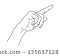 Simple pointing hand line drawing vector icon material 135637128