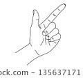 Pointing hand hand sign line drawing vector illustration 135637171