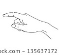 Pointing hand hand sign line drawing vector illustration 135637172