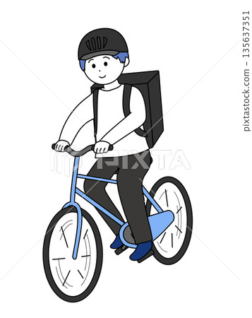 A man delivering food by bicycle A man delivering food by bicycle 135637351