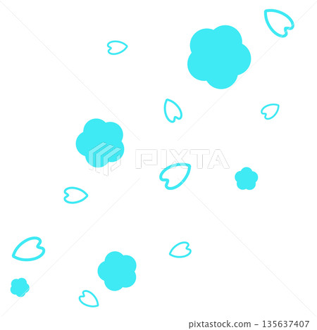 淺藍色簡潔的花朵和花瓣 135637407