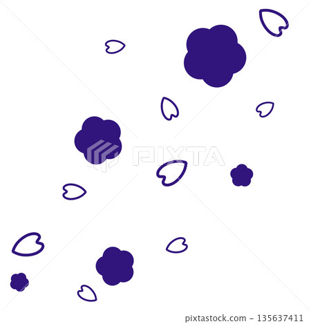 Purple simple flowers and petals Purple simple flowers and petals 135637411