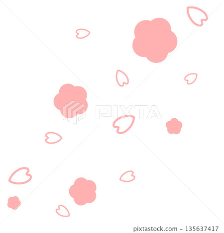 粉紅色的簡單花朵和花瓣 135637417