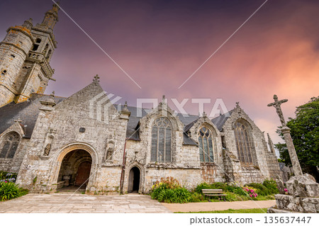parish close church of plogonnec, finistere, brittany, france 135637447