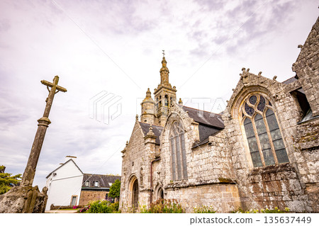 parish close church of plogonnec, finistere, brittany, france 135637449