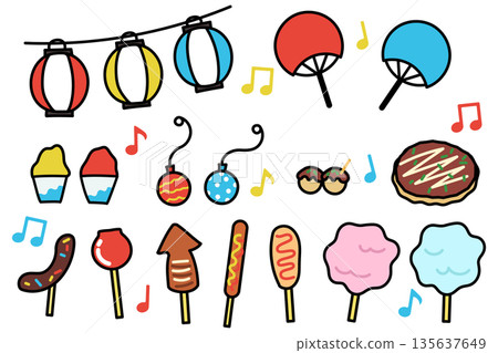 色彩繽紛的手繪夏季節慶插畫集 135637649