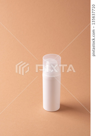 Top view cosmetic bottle, minimal skincare packaging background 135637710