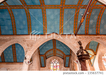 parish close church of plogonnec, finistere, brittany, france 135637741