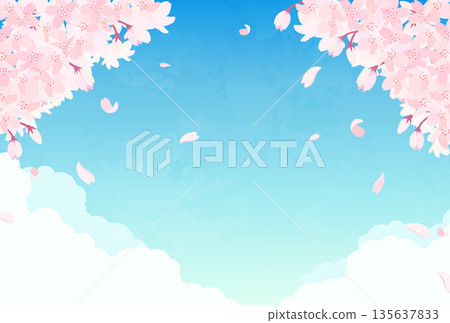 櫻花與藍天插圖_橫向 1 櫻花與藍天插圖_橫向 1 135637833
