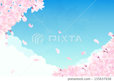 櫻花與藍天插圖_橫向 4 櫻花與藍天插圖_橫向 4 135637836
