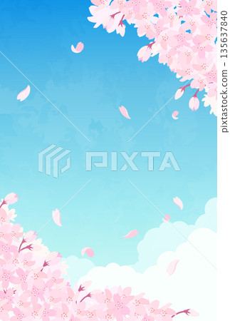 櫻花與藍天插畫_直式版 4 135637840