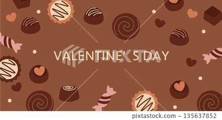 Valentine's Day Material Chocolate Background Illustration Sweets Valentine's Day Material Chocolate Background Illustration Sweets 135637852