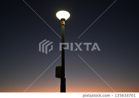 Street lights and coastal night view Street lights and coastal night view 135638701