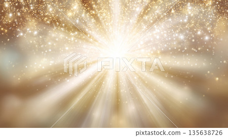 Luxury background of pouring golden light and sparkling particles 135638726
