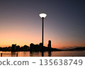 Street lights and coastal night view 135638749