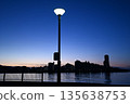 Street lights and coastal night view 135638753