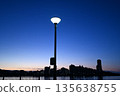 Street lights and coastal night view 135638755