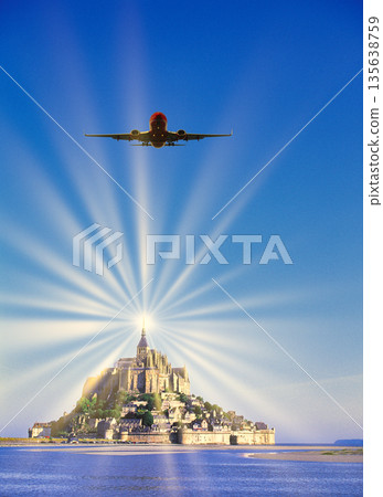 Spectacular views of the Mont Saint-Michel Abbey, a World Heritage Site 135638759
